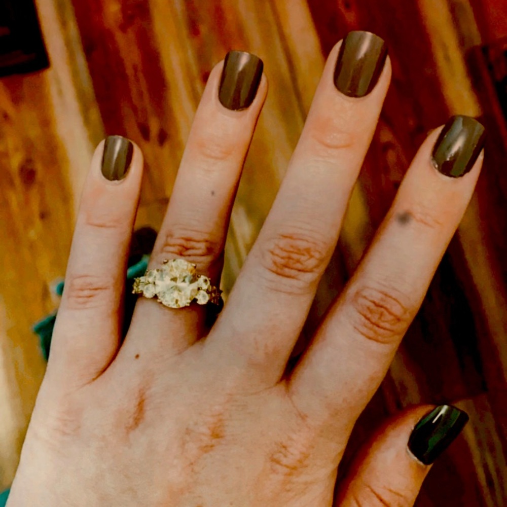 Lab created yellow sapphire ring.